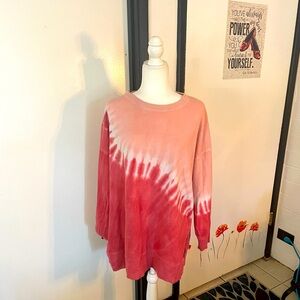 Pink ombré tye dye oversized sweatshirt split side